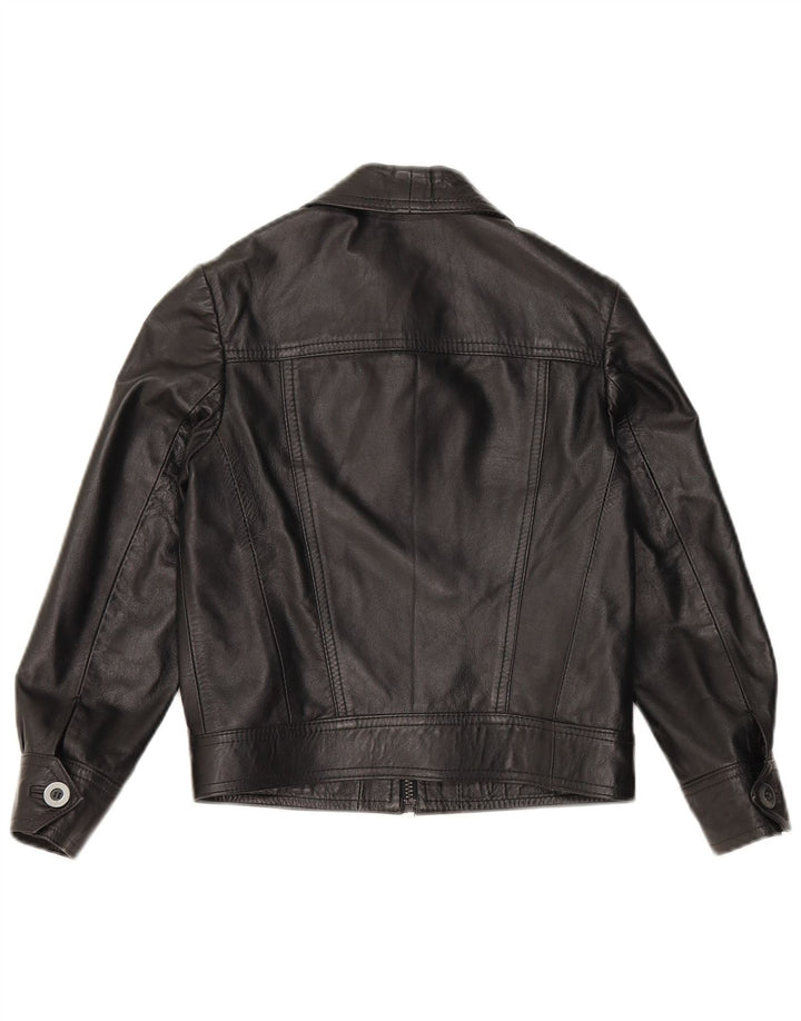 veste en cuir crop femme vintage UK 10 petit cuir noir