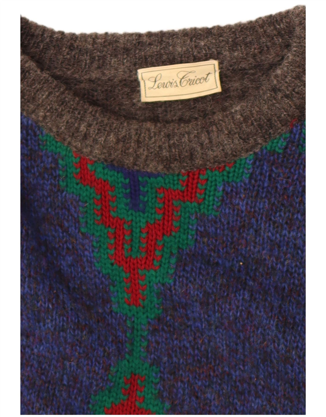 vintage Mens Crew Neck Jumper Pull Gris Moyen Argyle/Diamant