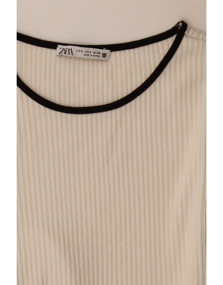 Zara Femme Top Manches Longues UK 8 Small Blanc