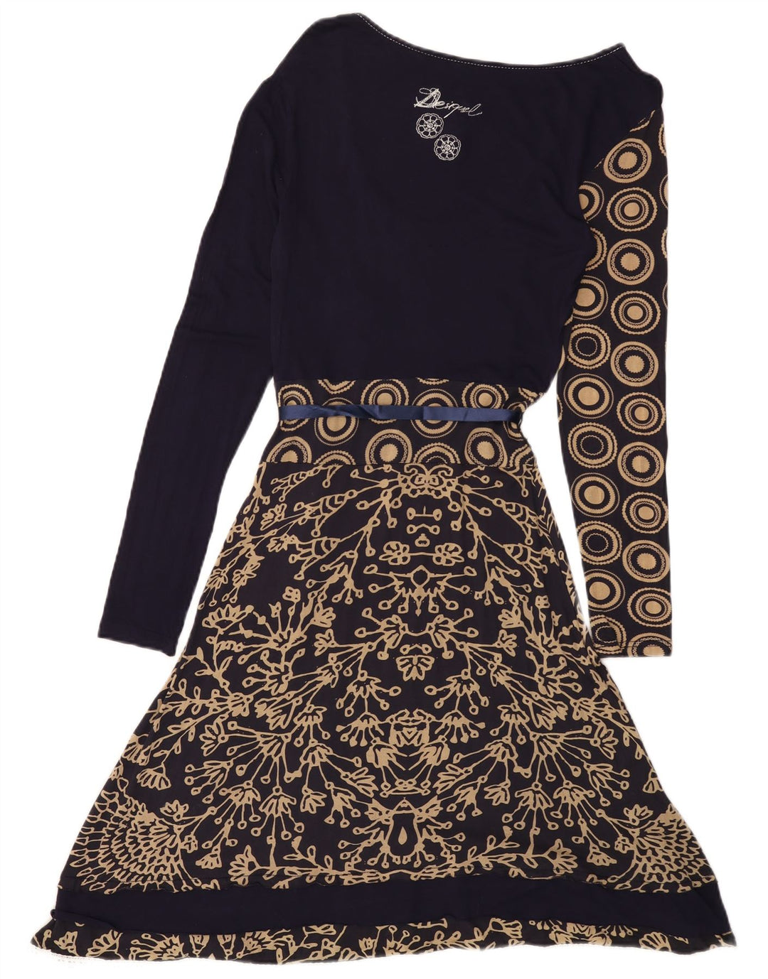 DESIGUAL Robe trapèze graphique pour femme UK 12 Bleu marine moyen floral