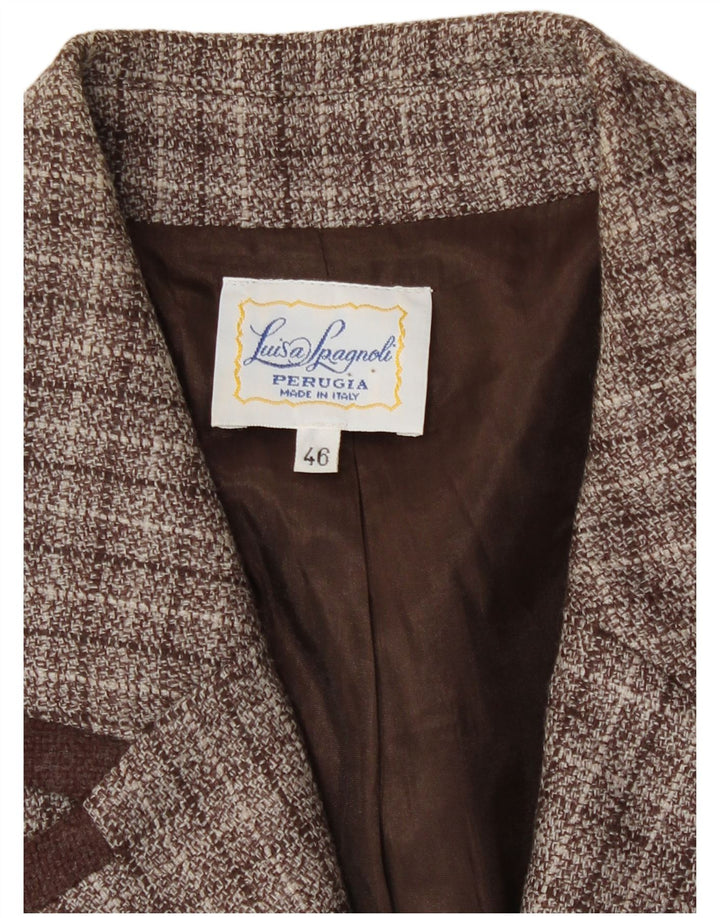 Luisa Spagnoli Veste Blazer 4 Boutons Femme IT 46 Grand Carreau Marron