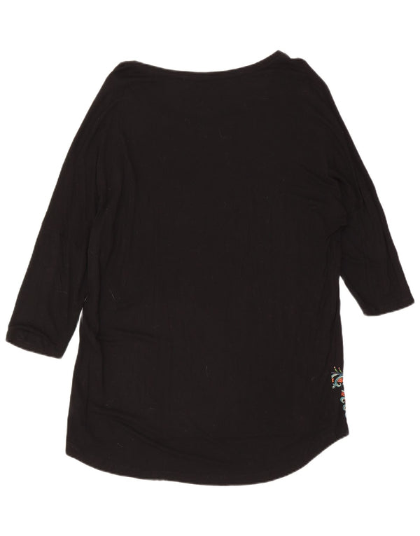 Desigual Robe tunique à manches 3/4 pour femme UK 16 Large Noir Paisley Viscose