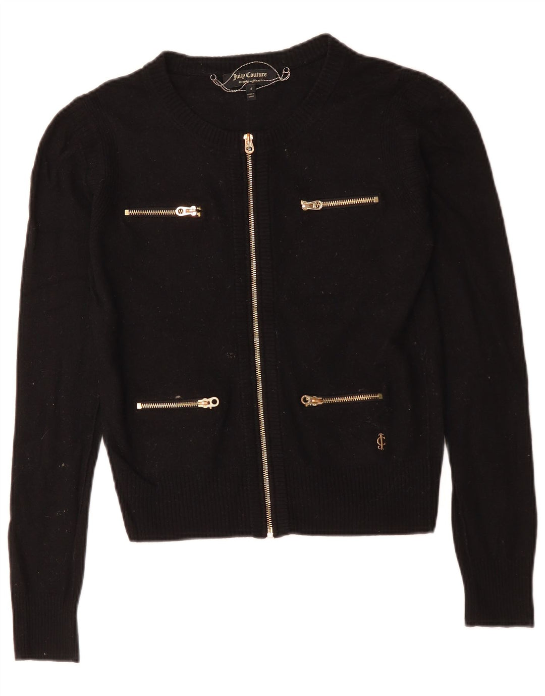Juicy Couture Cardigan court pour femme UK 10 Petite laine noire