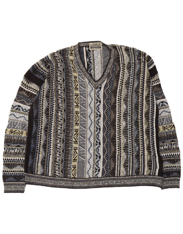 Marcazzani Homme Pull Col V Large Rayé Multicolore