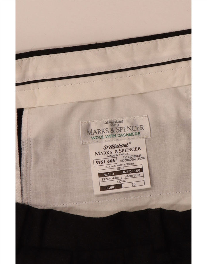 MARKS & SPENCER Pantalon de costume pour homme W44 L33 Laine noire