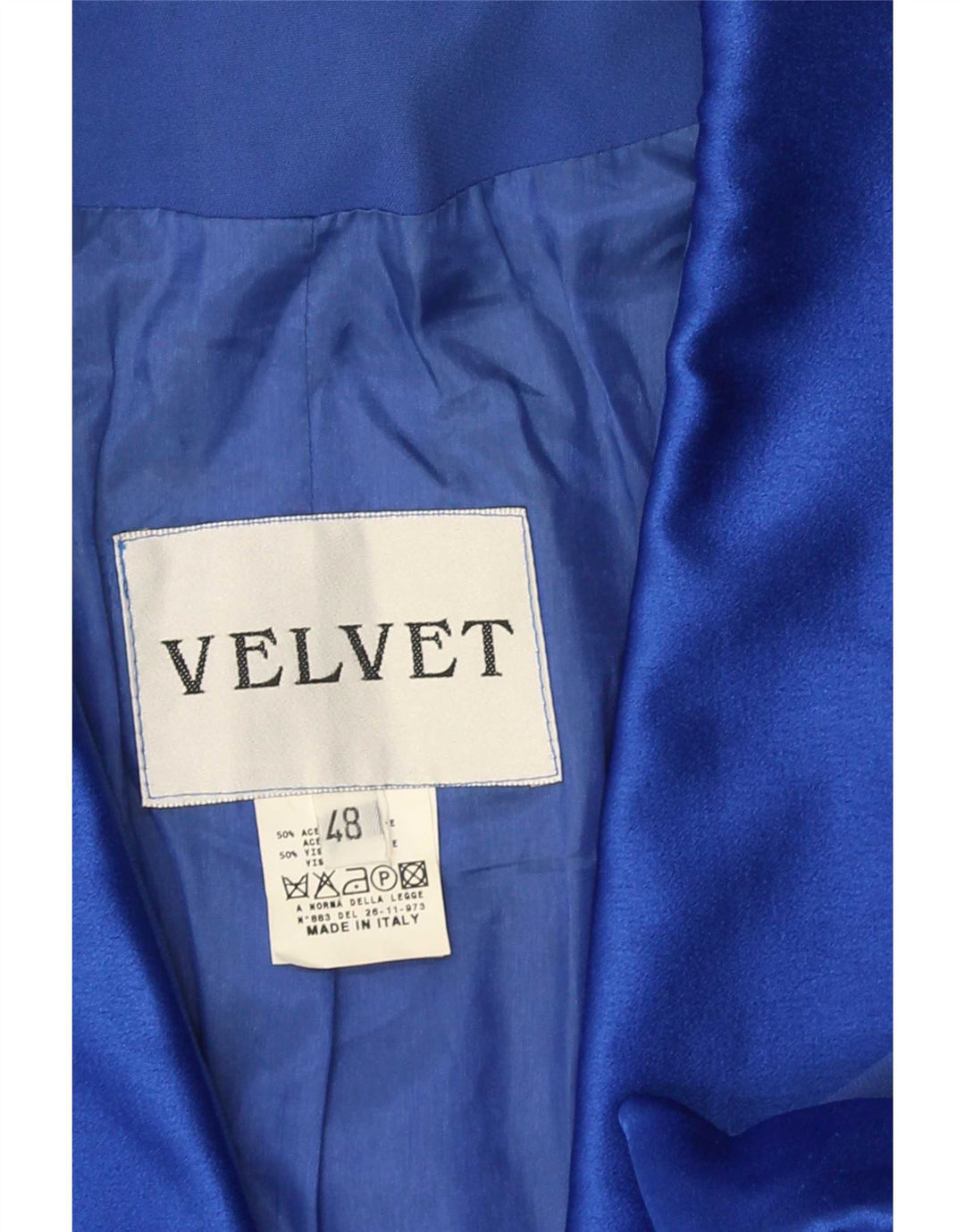 Veste Blazer Femme Velours 1 Bouton Manches Courtes IT 48 XL Bleu Acétate