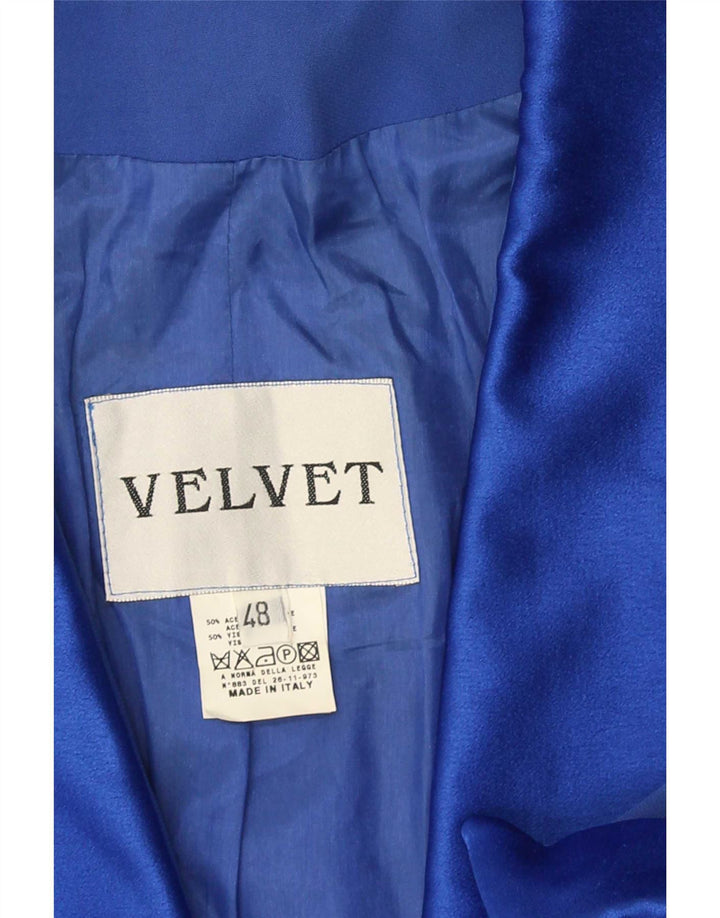 Veste Blazer Femme Velours 1 Bouton Manches Courtes IT 48 XL Bleu Acétate