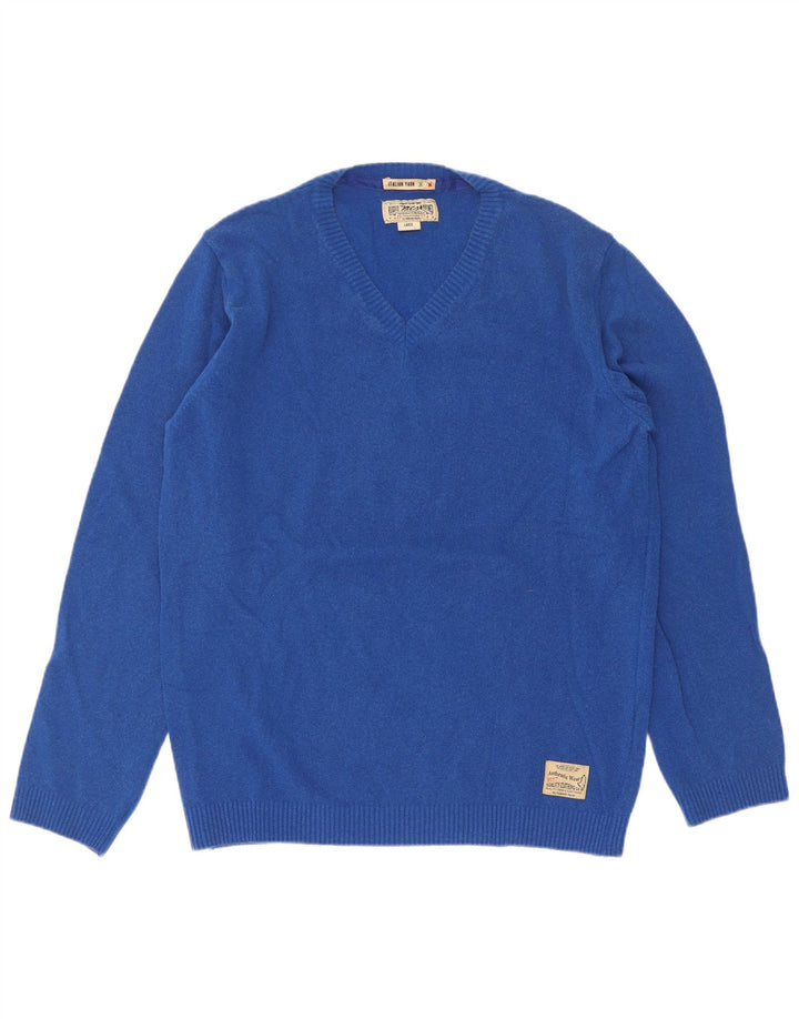 Marlboro Classics Pull col V pour homme Taille L Bleu