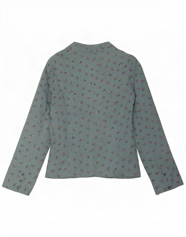 Seasalt Veste Blazer 1 Bouton pour Femme UK 16 Grand Lin Floral Bleu