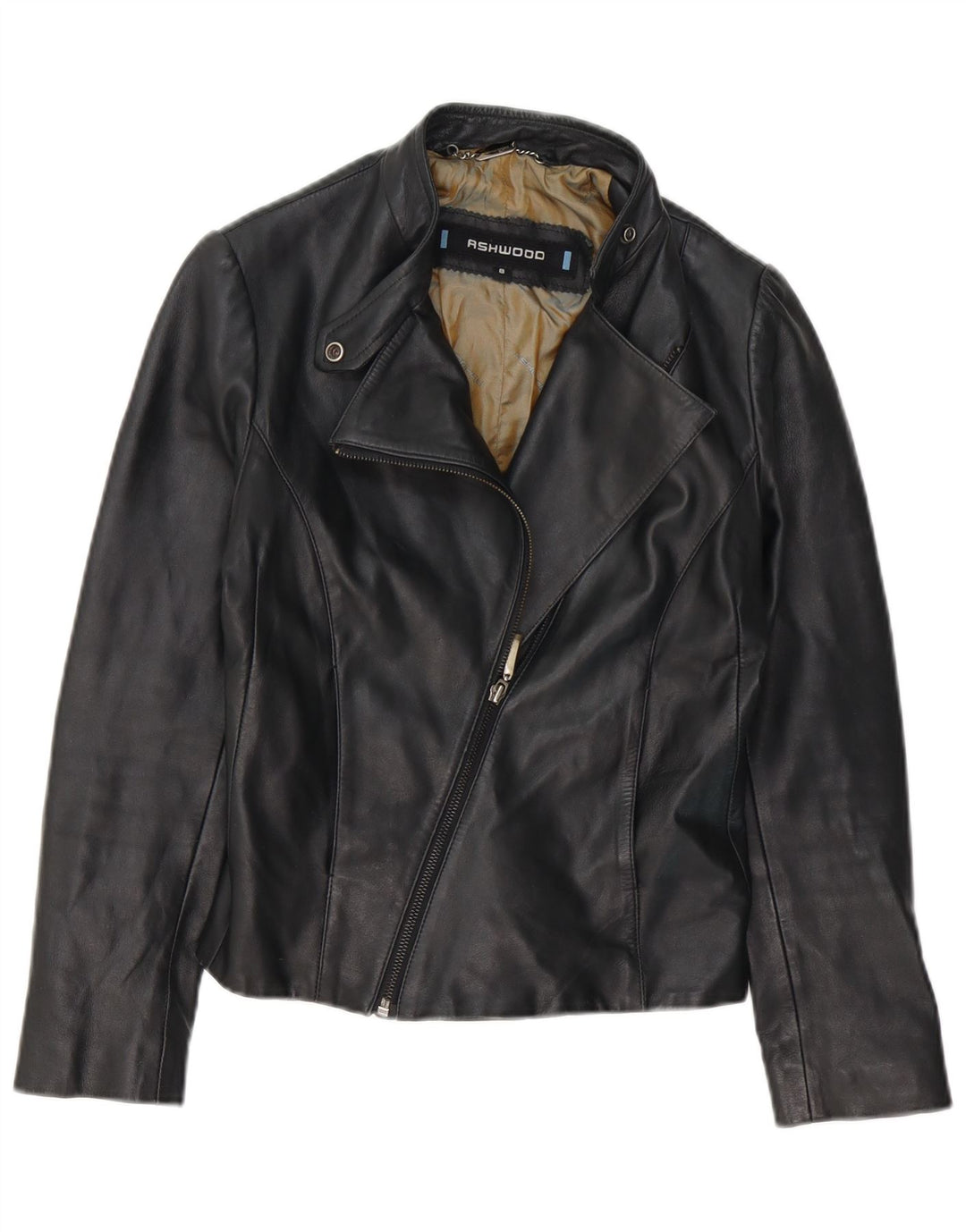 ASHWOOD Veste de motard en cuir pour femme UK 8 Petit cuir noir