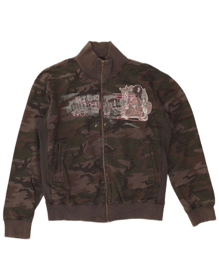 QUIKSILVER Veste de survêtement pour femme UK 16 Large Kaki Camouflage