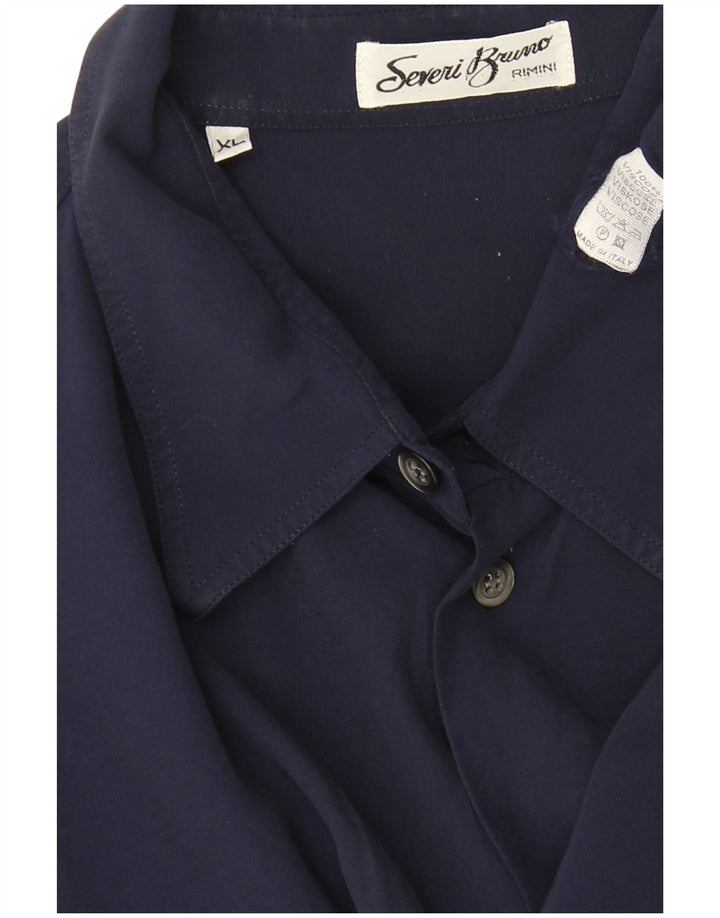 Chemise à manches courtes homme Rimini XL bleu marine viscose