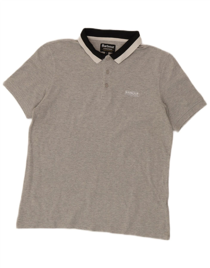 Barbour Polo Homme Grand Gris Colorblock Coton