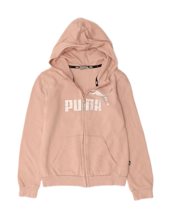 PUMA Sweat à capuche zippé graphique pour fille 11-12 ans Rose Coton