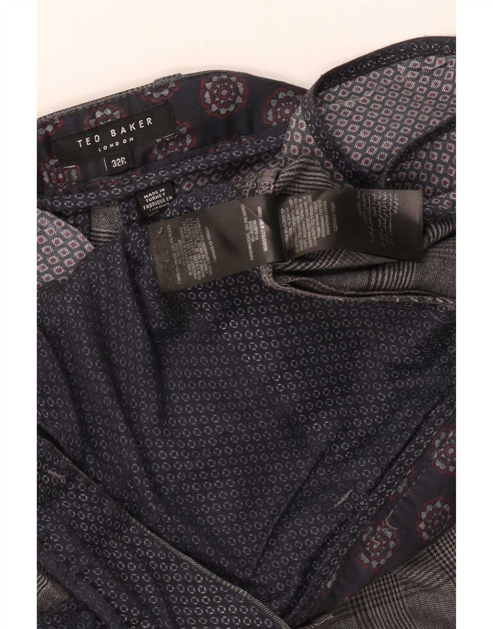Ted Baker Pantalon décontracté slim pour homme W32 L31 Gris à carreaux Polyester