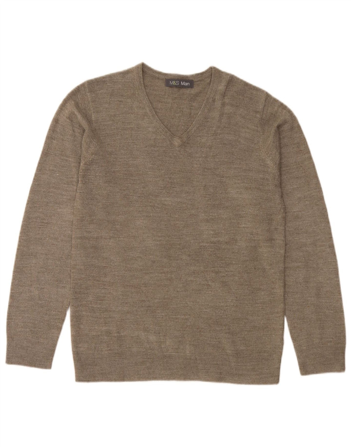 Marks & Spencer Pull col V pour homme Petit en acrylique moucheté beige