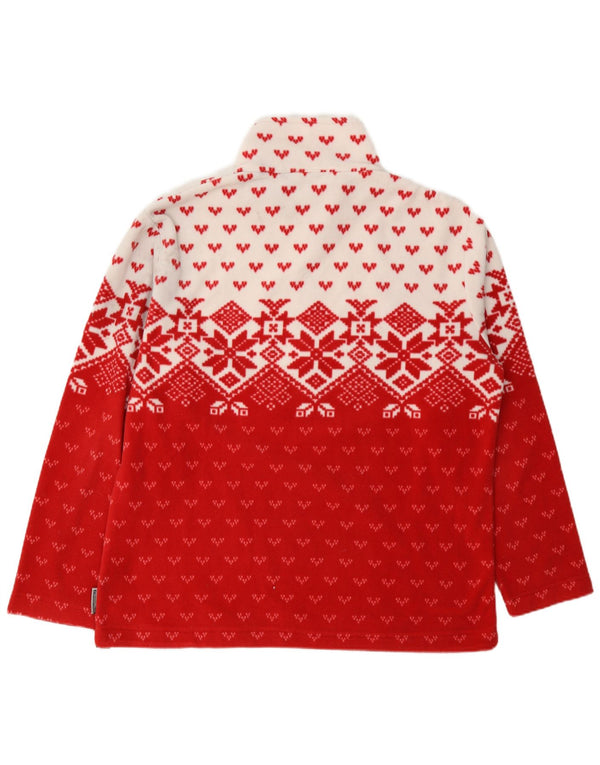 F.LLI Campagnolo Pull polaire à col zippé pour femme UK 18 XL Rouge Fair Isle