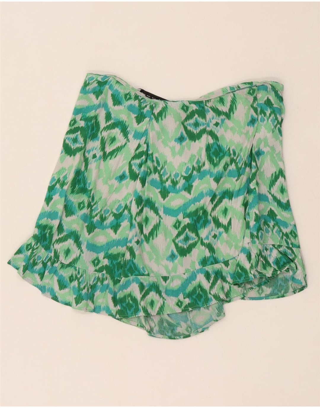 ZARA Womens Mini Skirt W26 Small  Green Geometric Vintage Zara and Second-Hand Zara from Messina Hembry 
