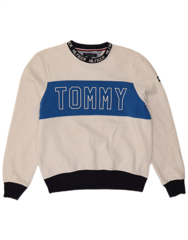 Tommy Hilfiger Sweat-Shirt Graphique Homme Blanc Moyen Colorblock