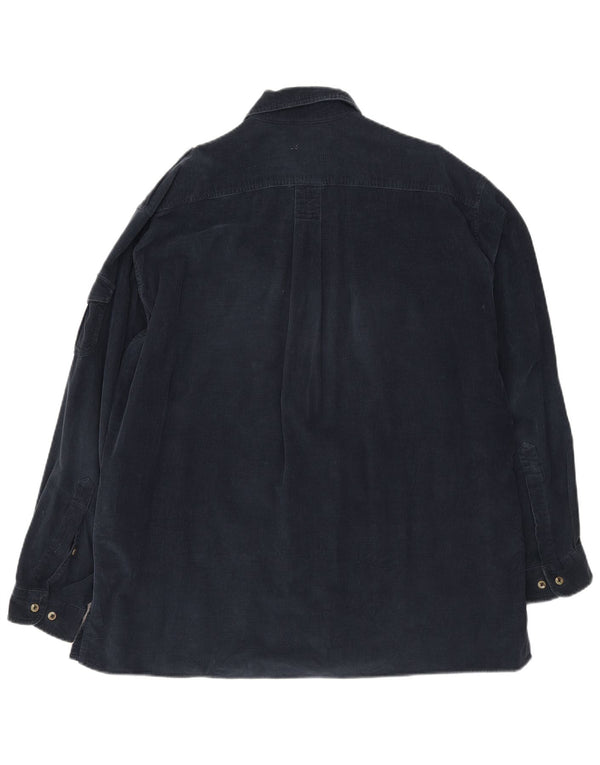 Marlboro Classics Chemise militaire en velours côtelé pour homme XL Bleu marine en coton