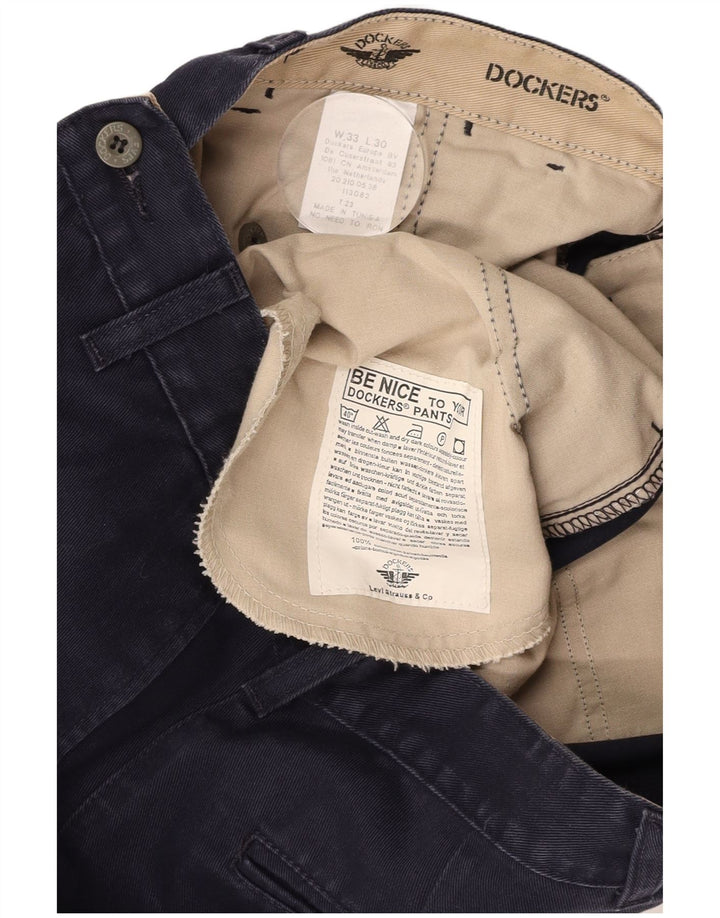 DOCKERS Pantalon Chino Coupe Ample Homme W33 L30 Bleu Marine Coton