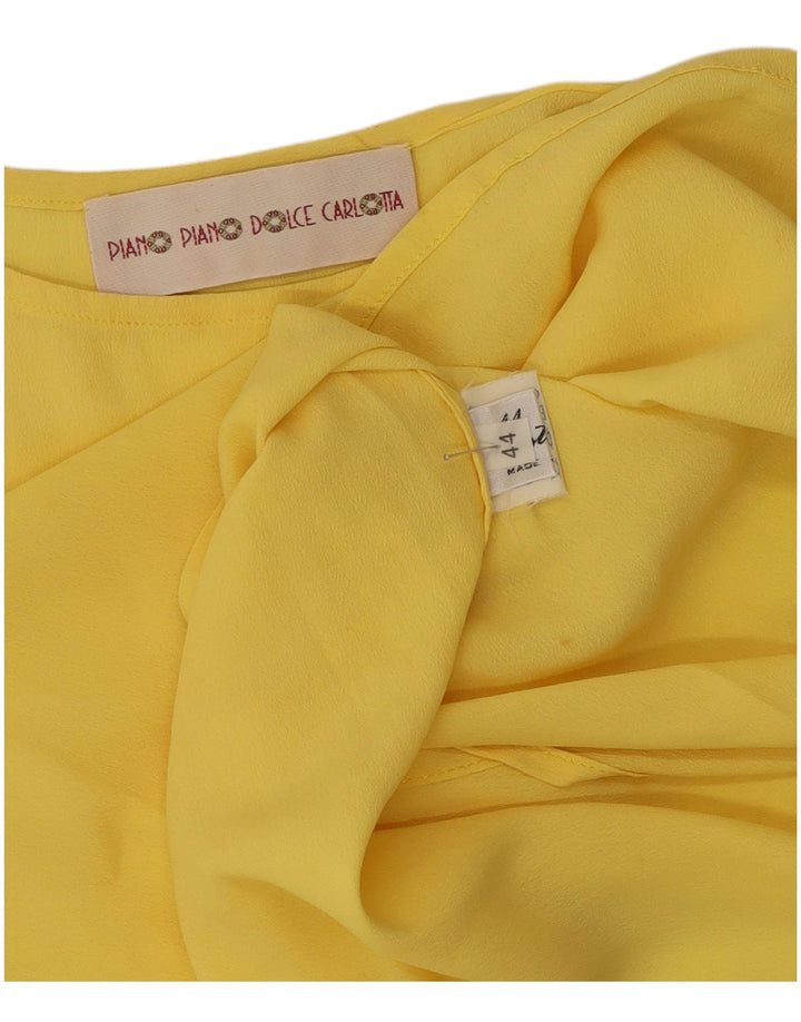 Vintage Femme Cami Top IT 44 Acétate Jaune Moyen