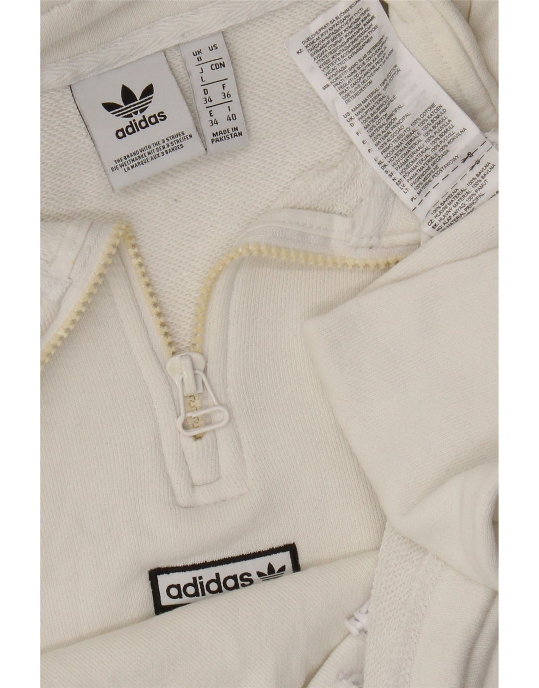 Adidas Sweat-shirt surdimensionné à col zippé pour femme UK 8 Petit Blanc