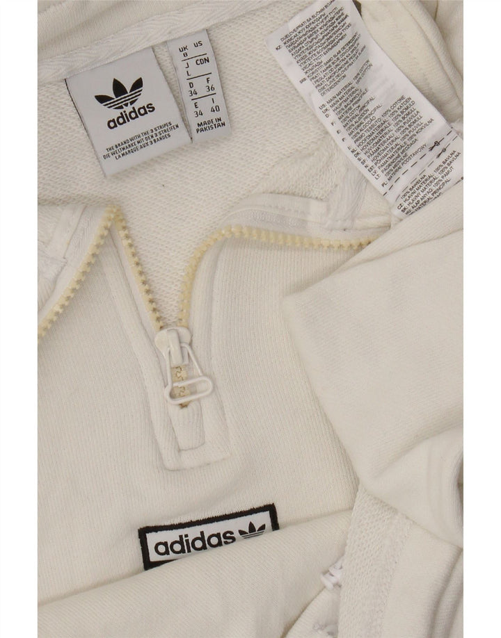 Adidas Sweat-shirt surdimensionné à col zippé pour femme UK 8 Petit Blanc