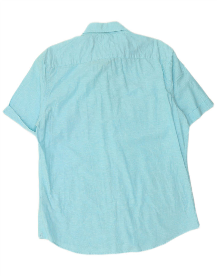 TOMMY HILFIGER Chemise à Manches Courtes Homme Large Bleu Lin