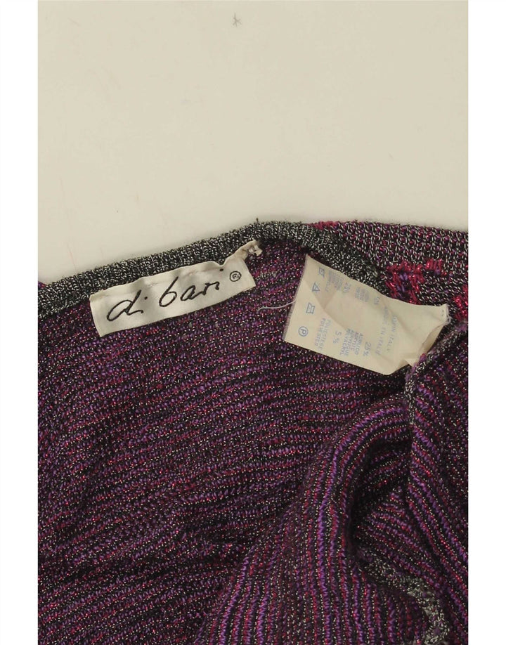 Di Bari Pull Cardigan à Motif Abstrait pour Femme IT 40 Petit Violet
