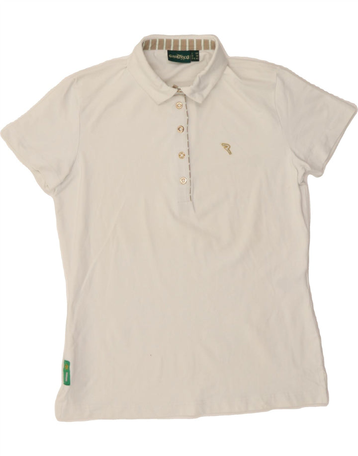 CHERVO Womens Polo Shirt IT 44 Medium White Polyamide Vintage Chervo and Second-Hand Chervo from Messina Hembry 