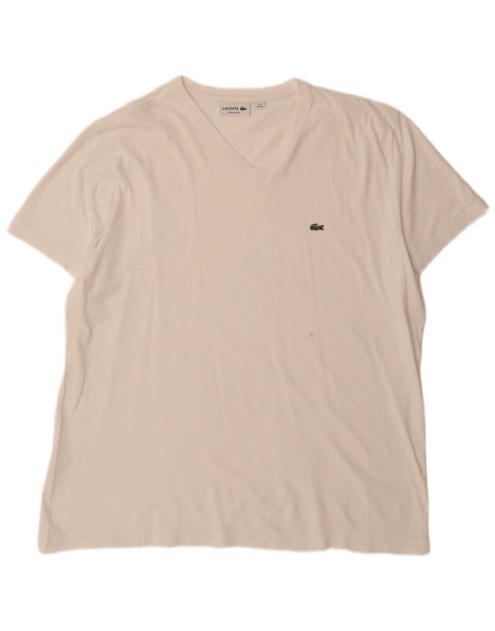 Lacoste T-Shirt coupe régulière pour hommes, taille 7 2XL, coton blanc