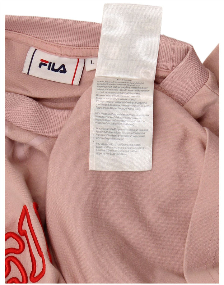FILA T-shirt graphique surdimensionné pour femme UK 16 Large Rose Viscose