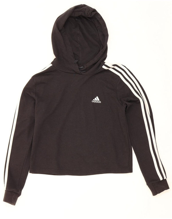 Adidas Pull à capuche court pour femme UK 8/10 Petit coton noir