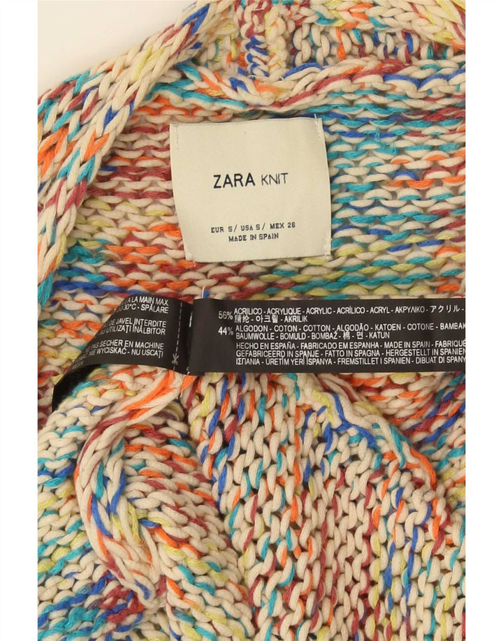 Zara Cardigan surdimensionné à manches 3/4 pour femme UK 10 Small Multicolore