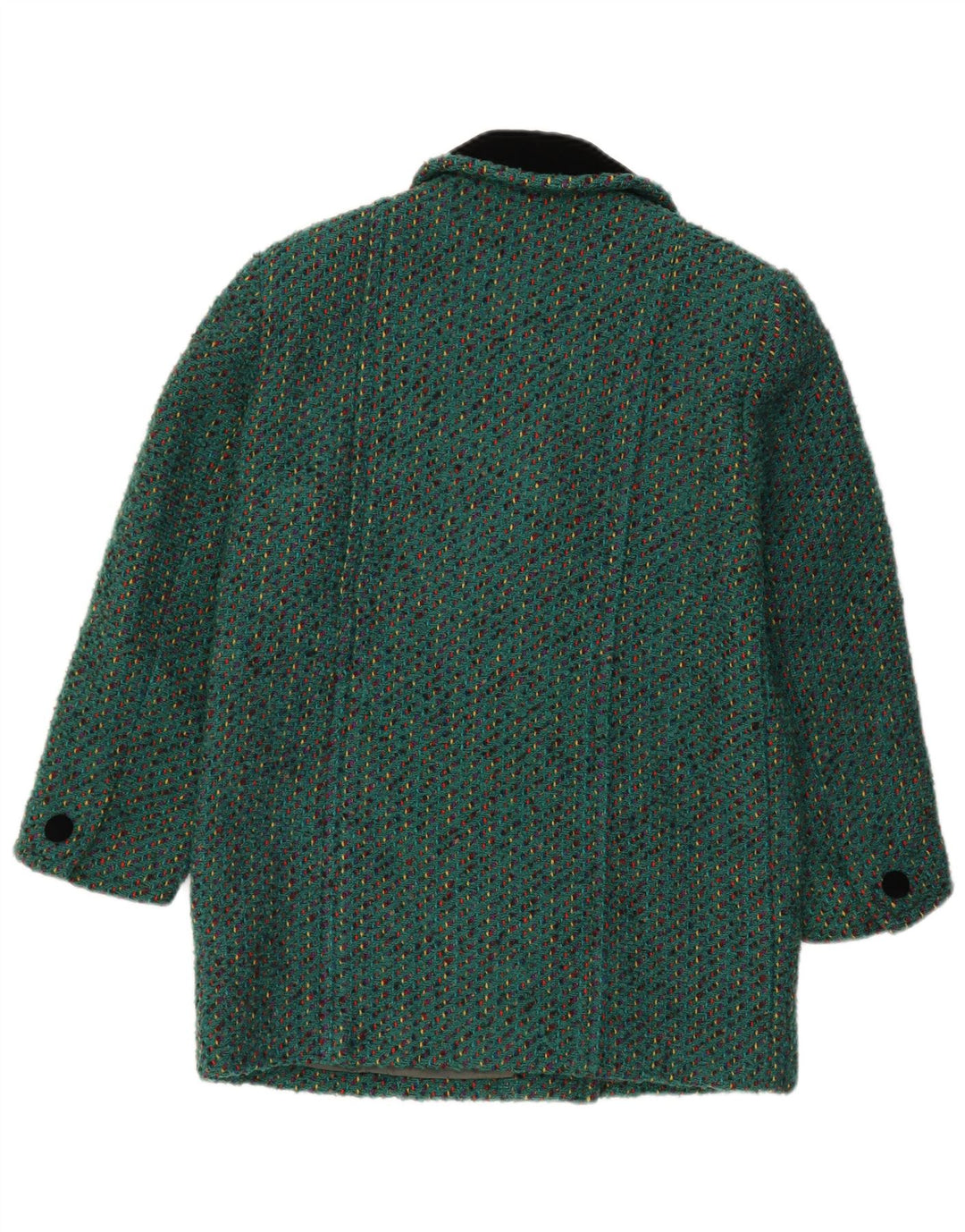 vintage Womens Overcoat UK 12 Moyen Vert Moucheté