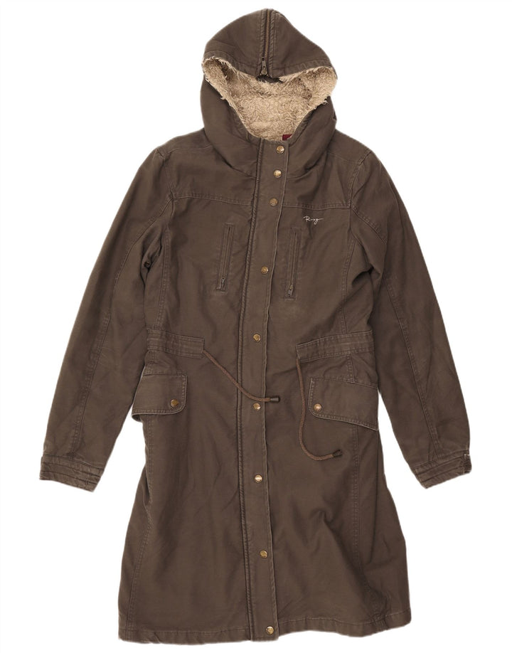ROXY Veste Parka Sherpa à Capuche Femme UK 14 Gris Moyen Coton