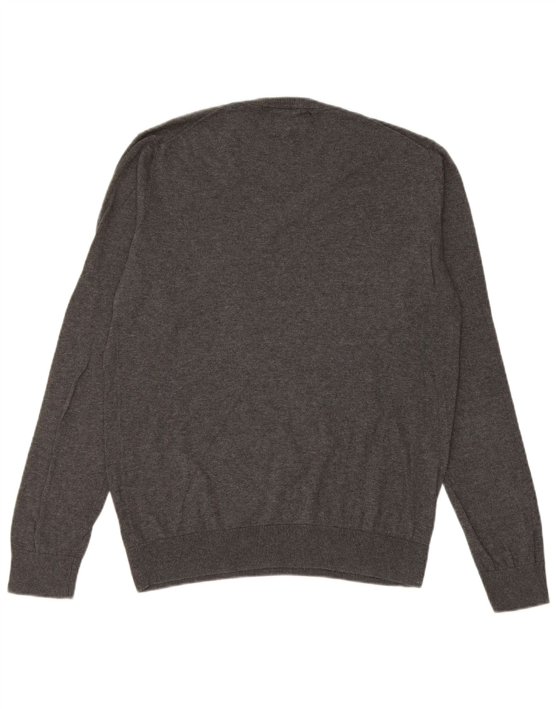 Zara Pull Col V Homme Gris Moyen Soie