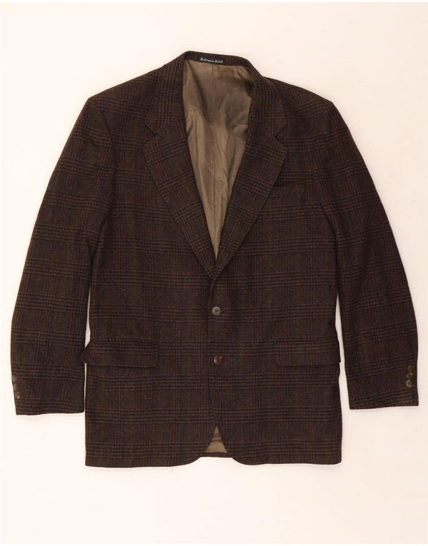 Woolrich Veste blazer à 2 boutons pour homme UK 38 en laine pied-de-poule marron moyen