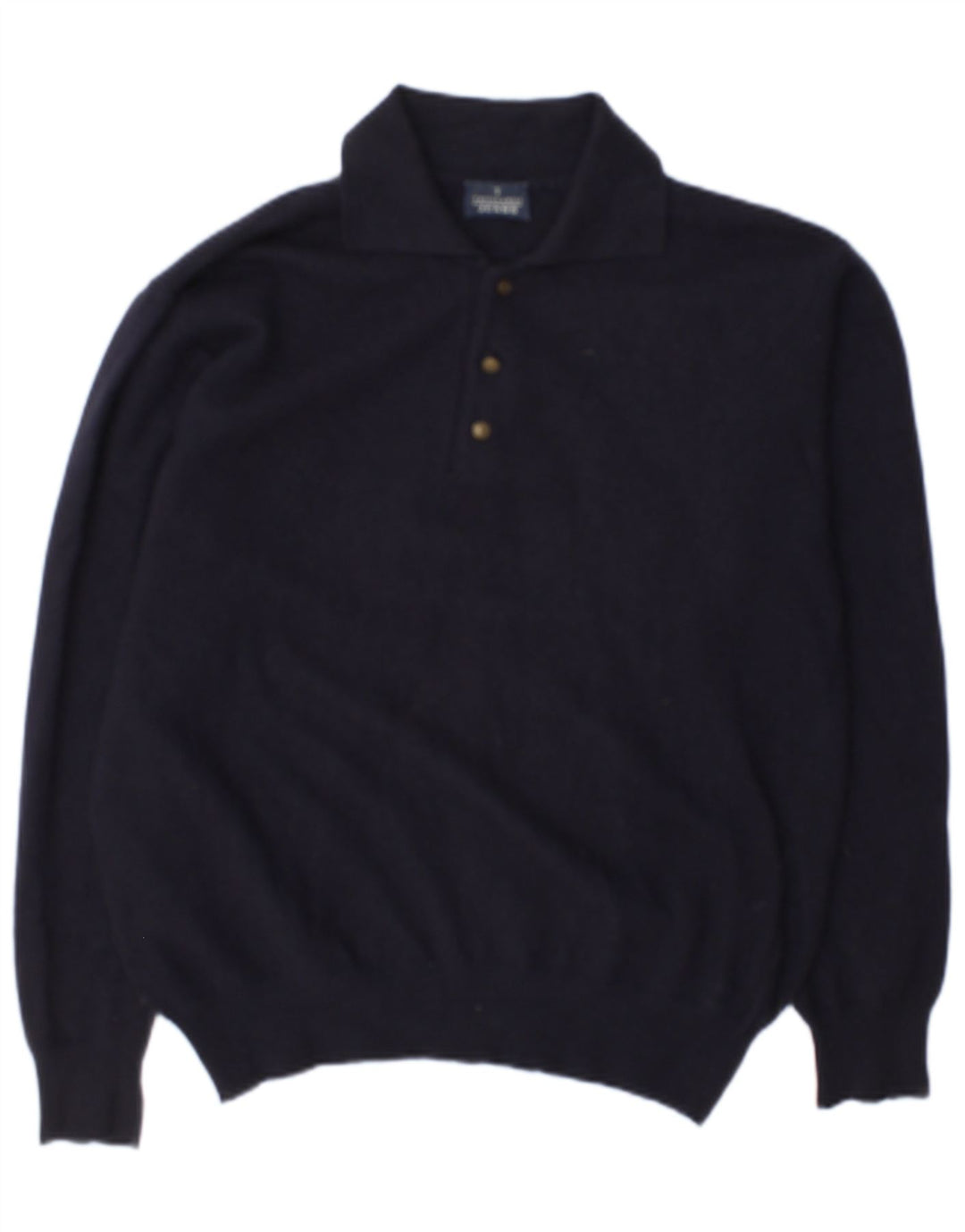 Trussardi Jeans Pull Col Polo Homme Bleu Marine Moyen Laine