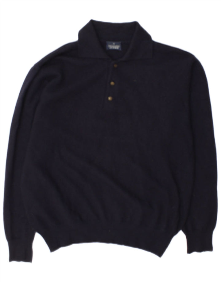 Trussardi Jeans Pull Col Polo Homme Bleu Marine Moyen Laine