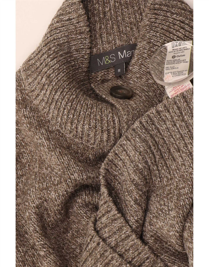 Marks & Spencer Pull à col boutonné pour homme Marron moyen moucheté