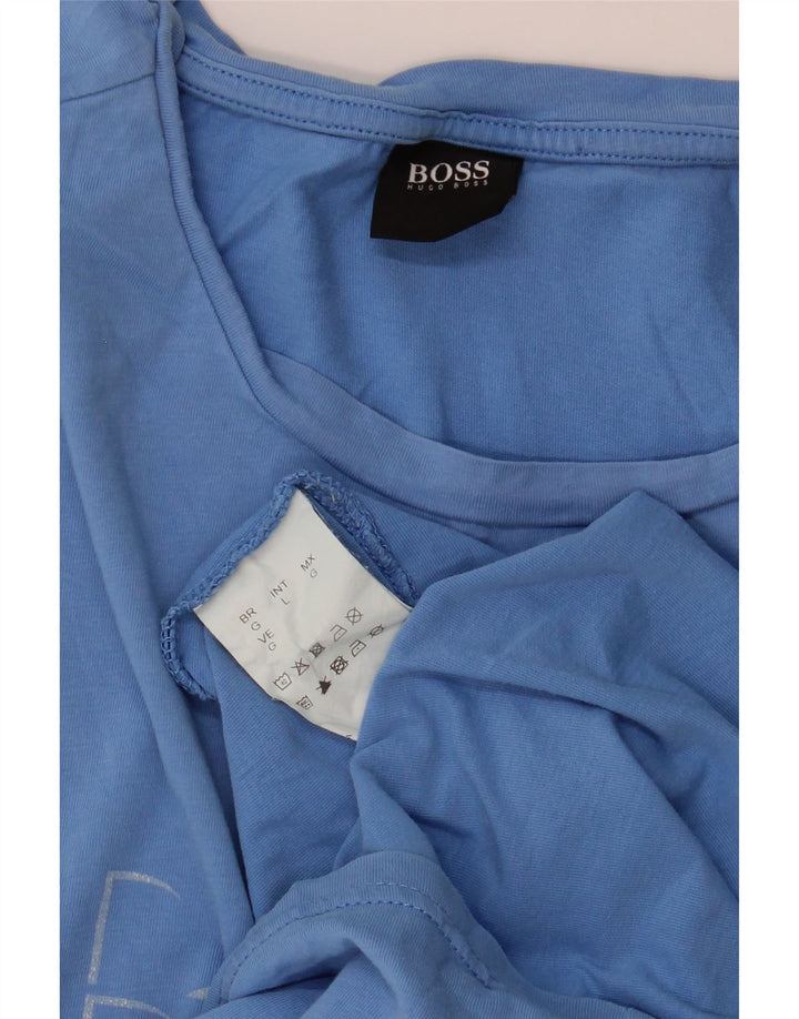 Hugo Boss Homme T-Shirt Graphique Haut Large Bleu Coton