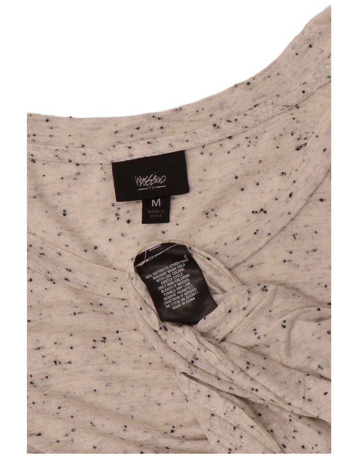 MOSSIMO Robe T-Shirt Femme UK 12 Rayonne Mouchetée Blanche Moyenne