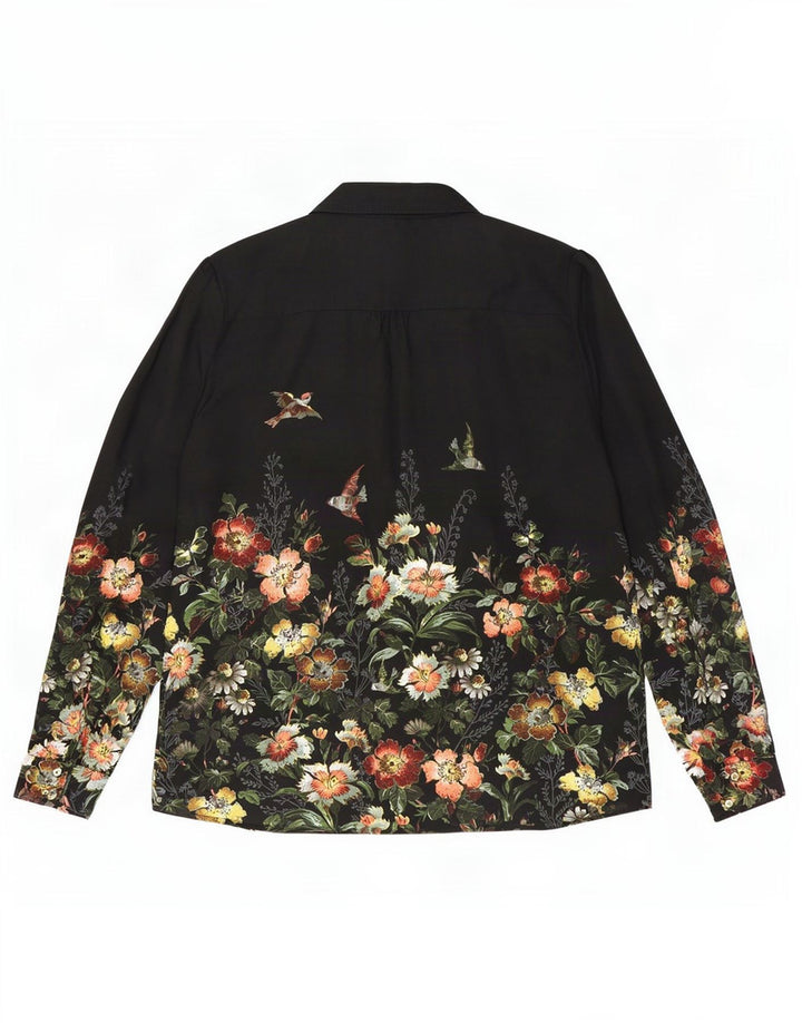 Oasis Chemisier militaire pour femme UK 44 Medium Noir Floral Polyester