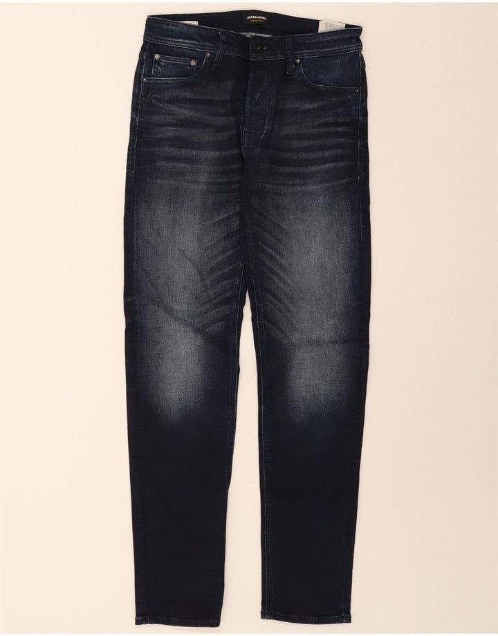JACK & JONES Mens Slim Jeans W29 L31 Navy Blue Cotton Vintage Jack & Jones and Second-Hand Jack & Jones from Messina Hembry 