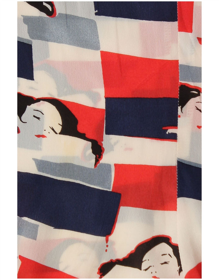 VINTAGE Womens Graphic Blouse Top UK 18 XL Acétate multicolore