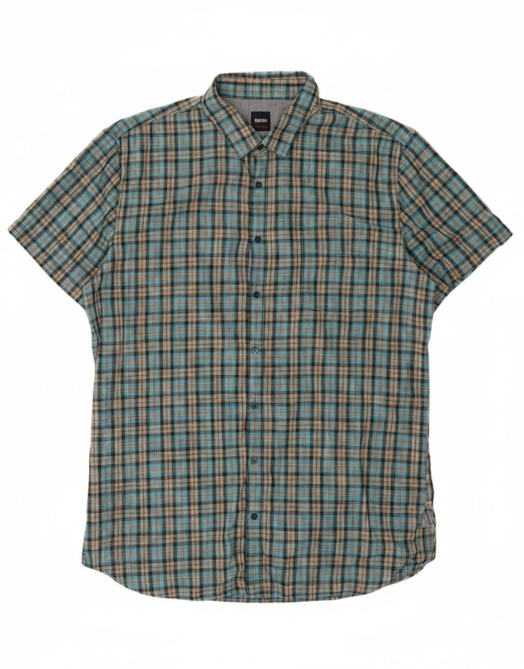 Hugo Boss Chemise à manches courtes XL en coton à carreaux bleu