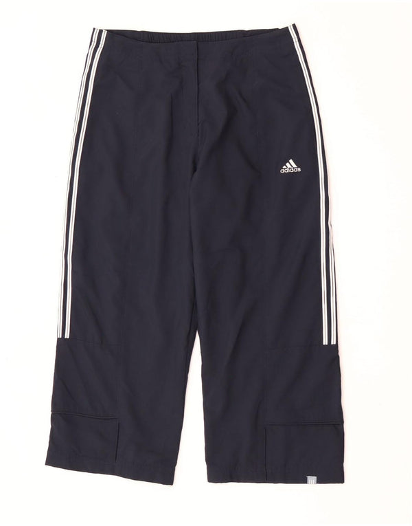 Adidas Pantalon capri à jambe large pour femme UK 10 Small W32 L20 Bleu marine