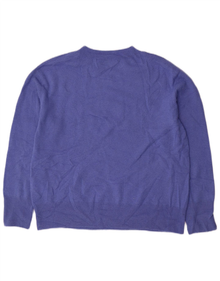 Zara Pull surdimensionné à col rond pour femme UK 10 Petite laine bleue